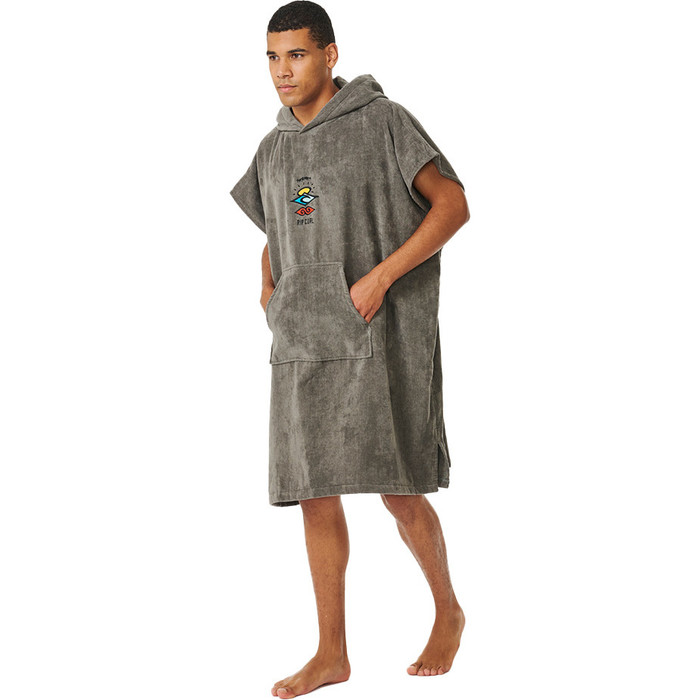 2024 Rip Curl Logo Mens Hooded Towel Changing Robe / Poncho 00GMTO - Gris